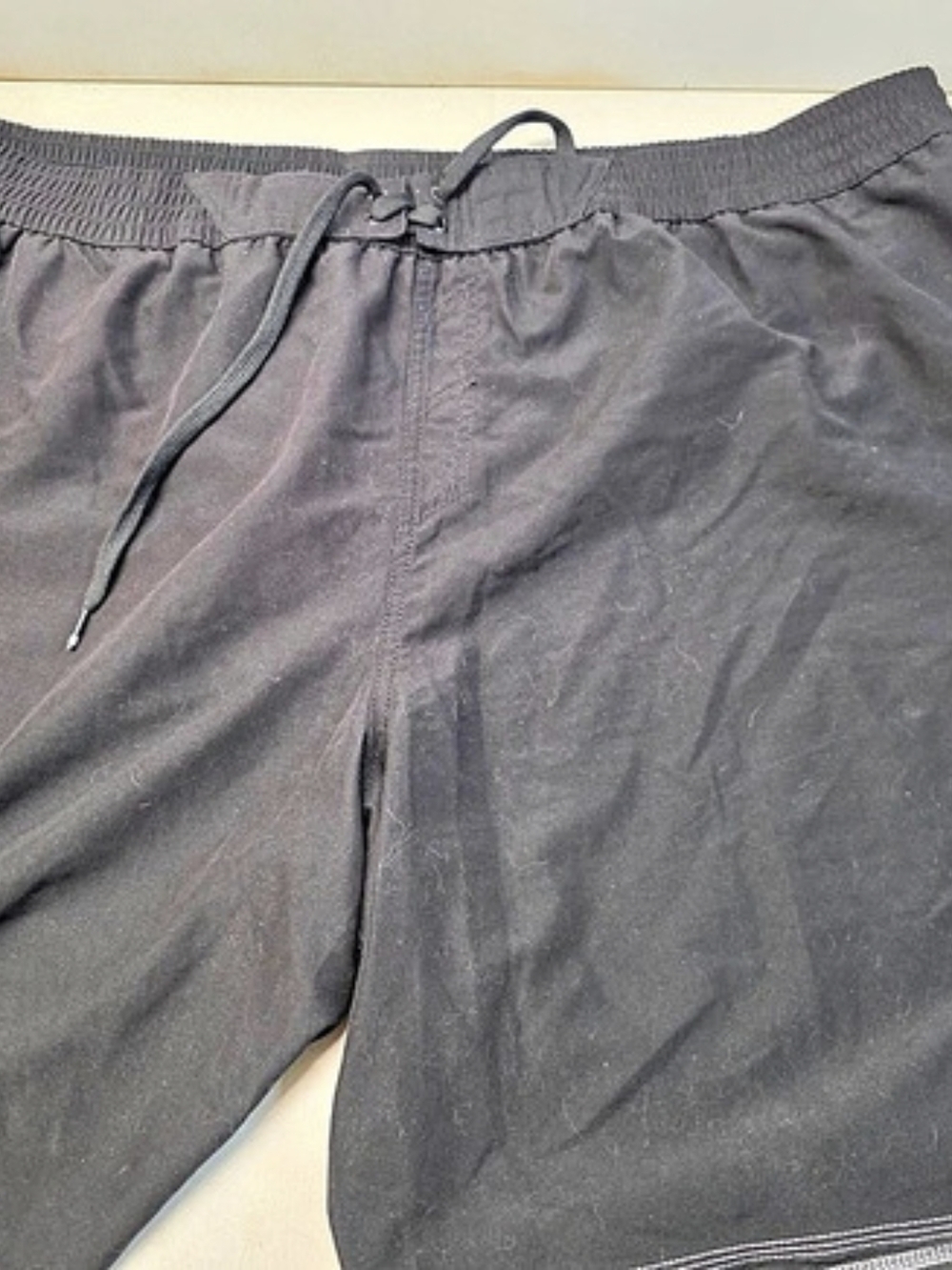 Adidas Men’s Swim Trunks 4XB Black White Logo Mesh Lined Drawstring Shorts